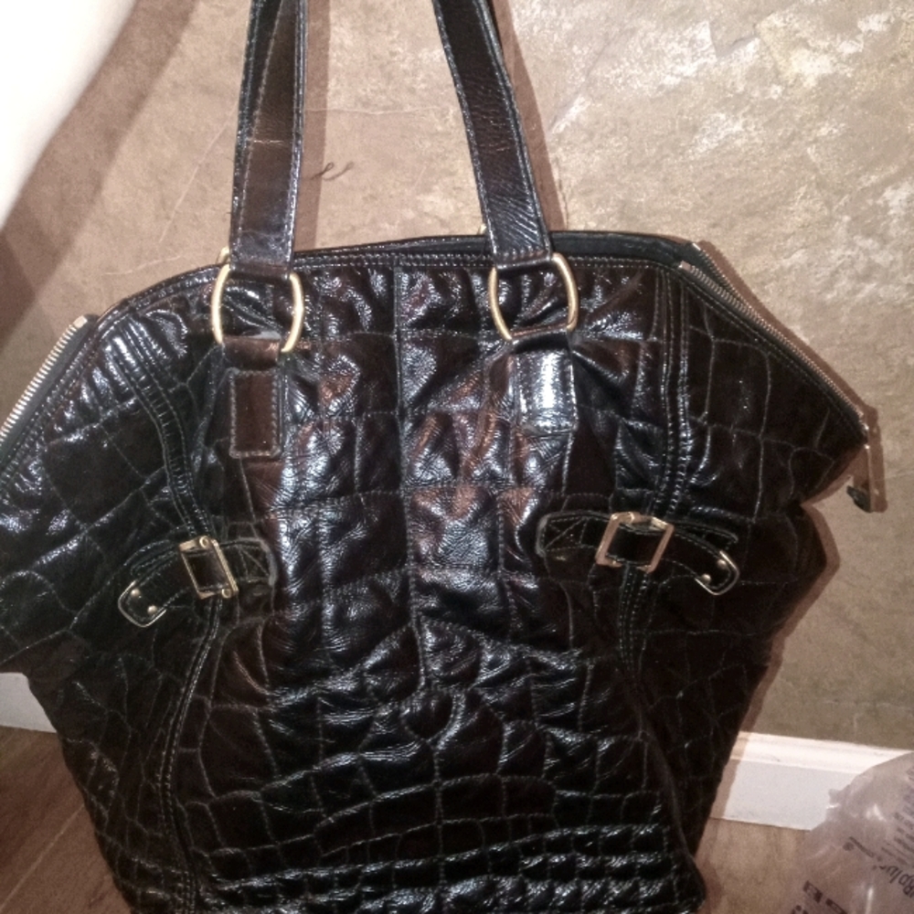 Ysl downtown croc embossed tote